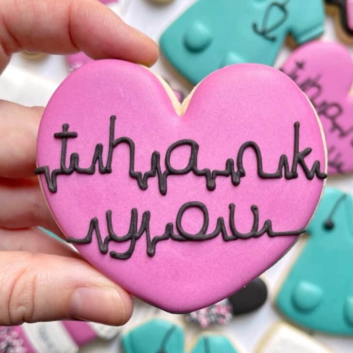 thank you cookies decorated with royal icing