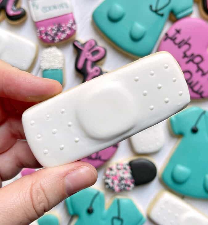 band aid cookies decorated with royal icing