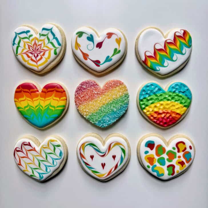 easy rainbow sugar cookies decorated with royal icing 