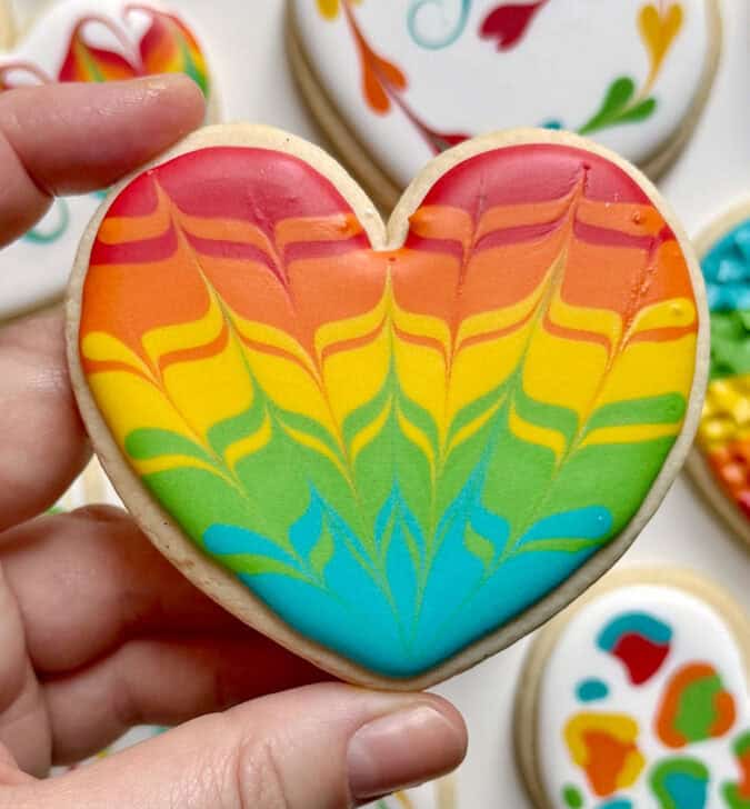 Rainbow Sugar Cookie decorated with royal icing 