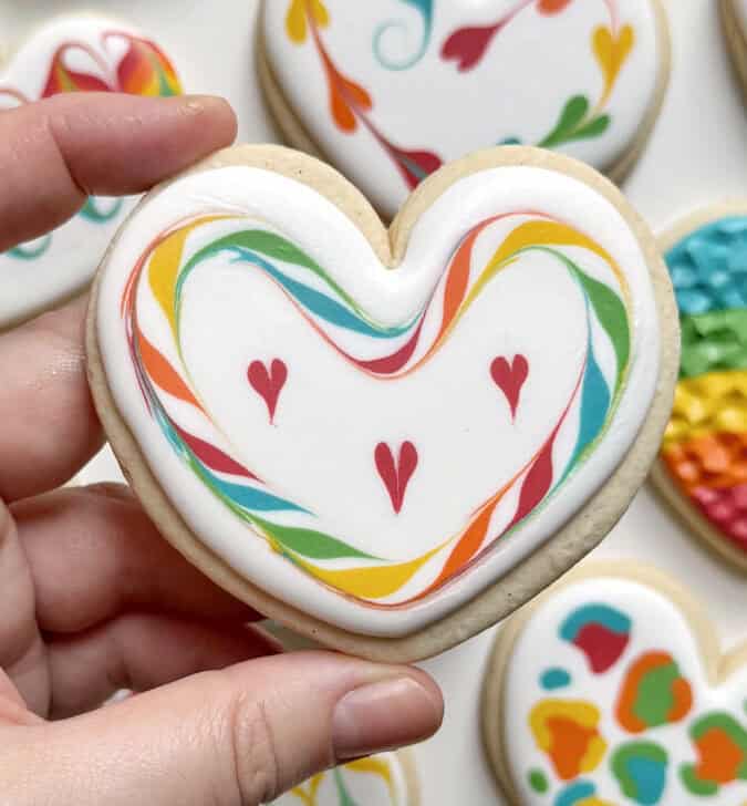 Rainbow Sugar Cookie decorated with royal icing 