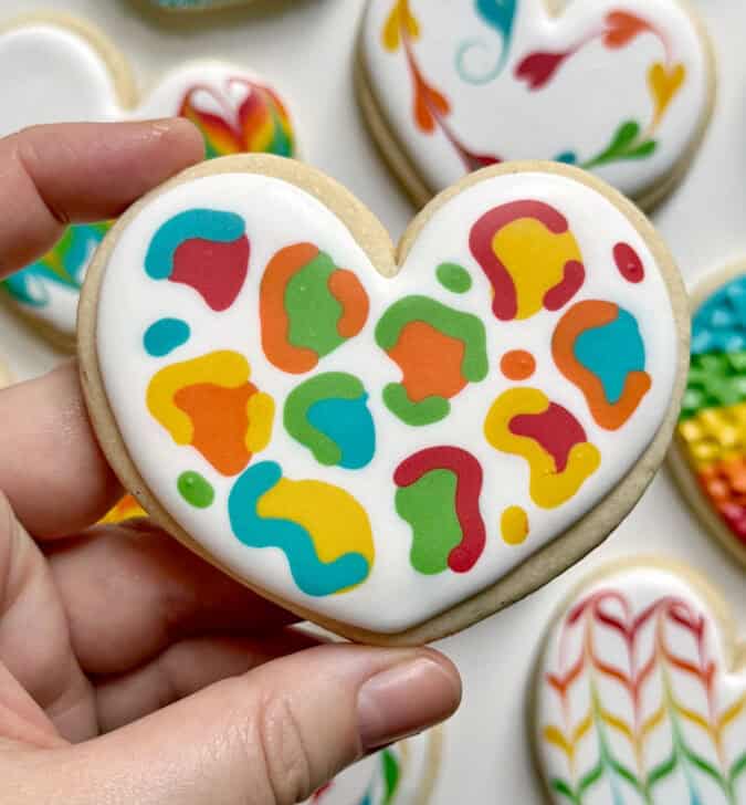 Rainbow Sugar Cookie decorated with royal icing 