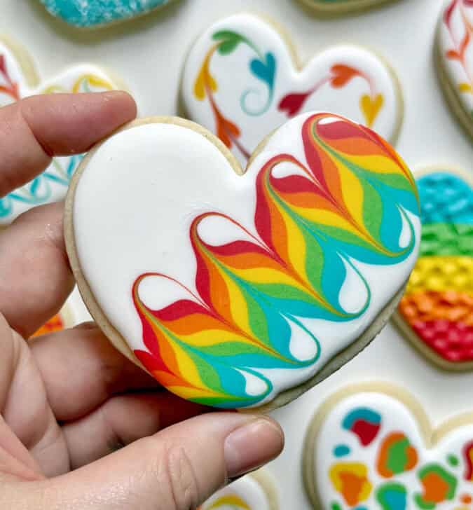 Rainbow Sugar Cookie decorated with royal icing 