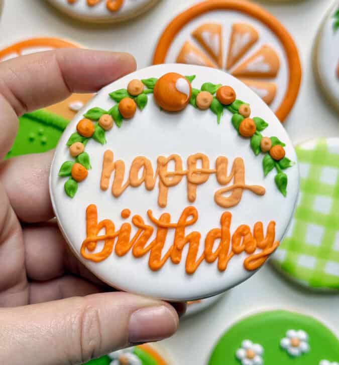 happy birthday cookie decorate with royal icing