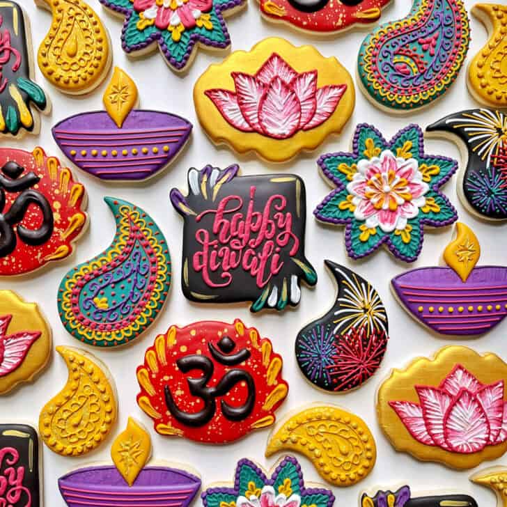 diwali cookies decorated with royal icing