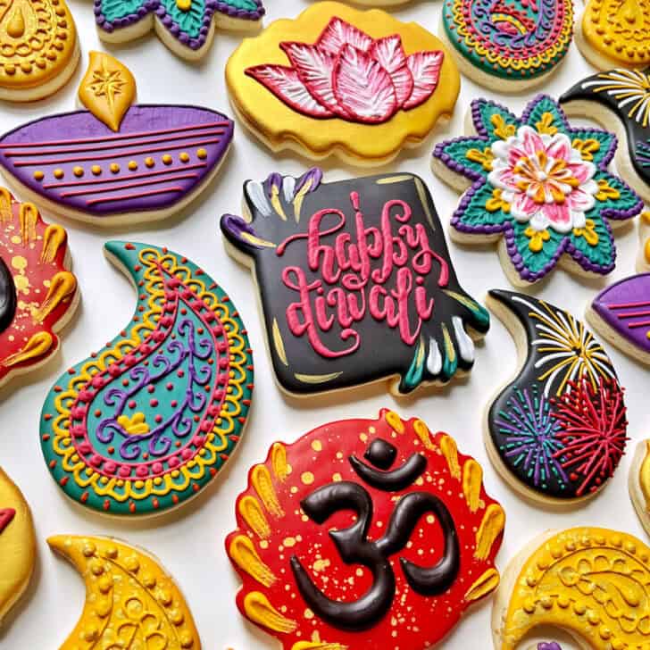 diwali cookies decorated with royal icing
