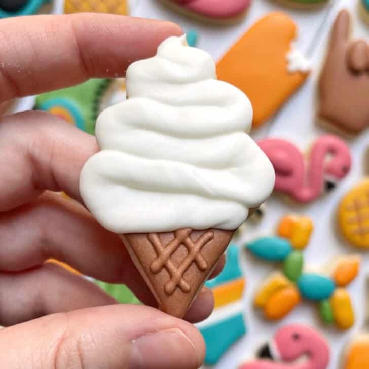 ice cream cookie decorated with royal icing 