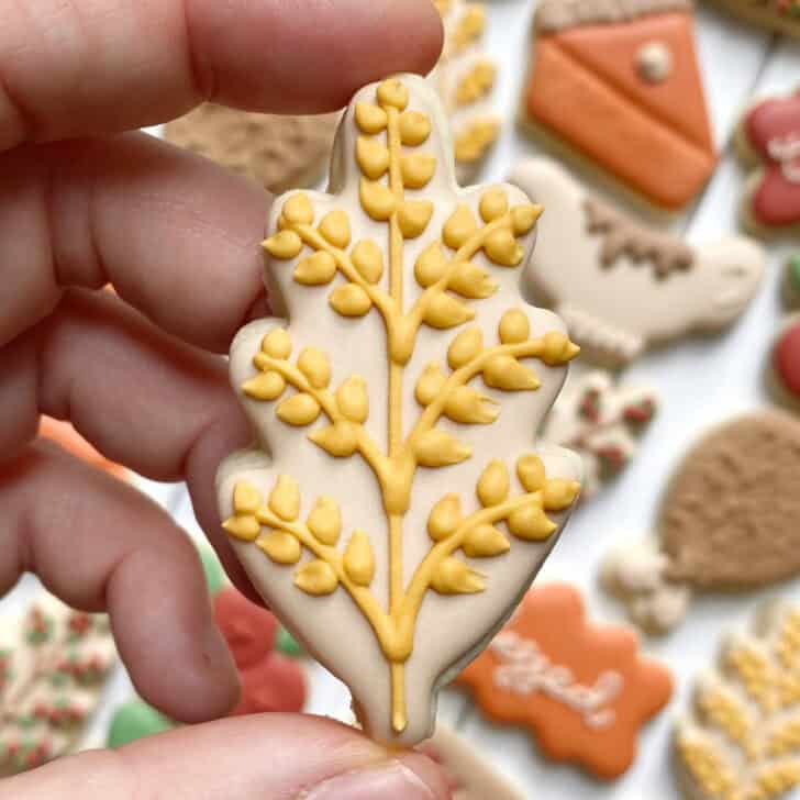 wheat Cookies for thanksgiving decorated with royal icing
