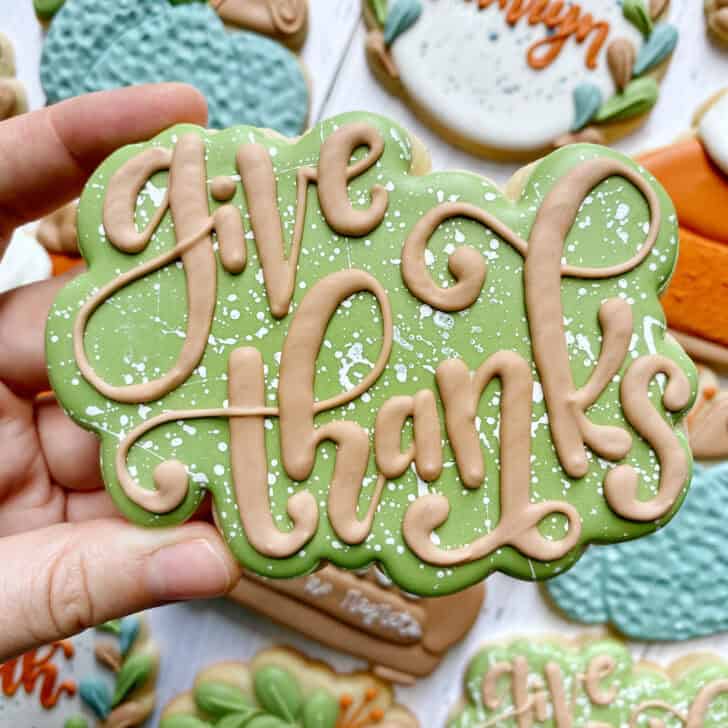 give thanks Cookies decorated with royal icing