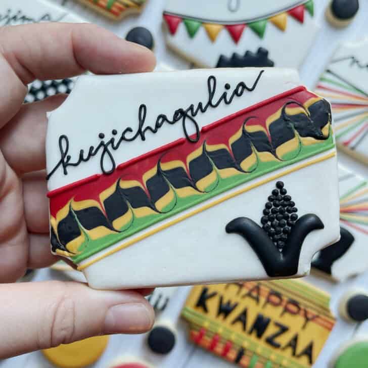 kujichagulia kwanzaa cookies decorated with royal icing 