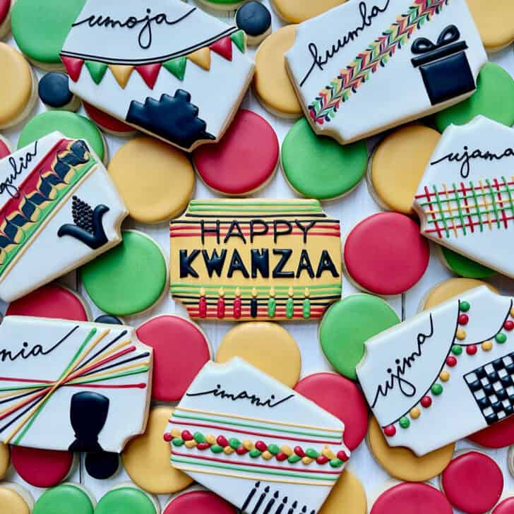 kwanzaa cookies decorated with royal icing 