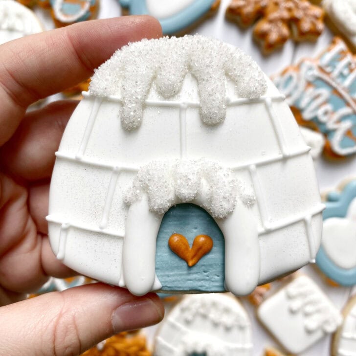igloo Cookies decorated with royal icing