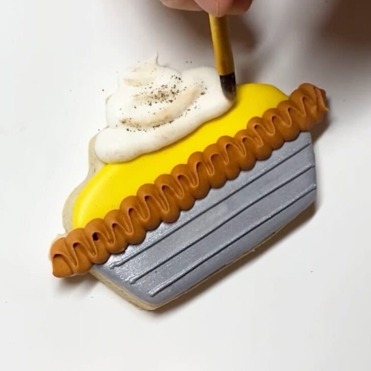 Step-by-step decorating instructions for how to decorate lemon pie cookies with royal icing