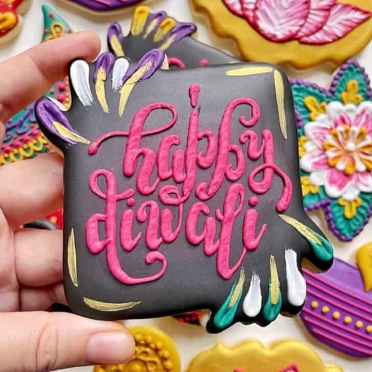 happy diwali cookies decorated with royal icing