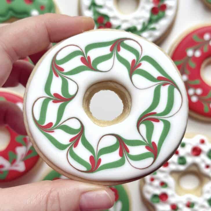 easy christmas wreath cookies decorated with royal icing