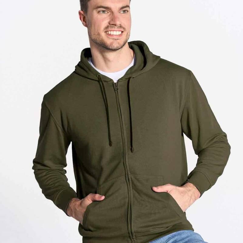 Sudadera con capucha y cremallera unisex Swuahood JHK con vista frontal 2