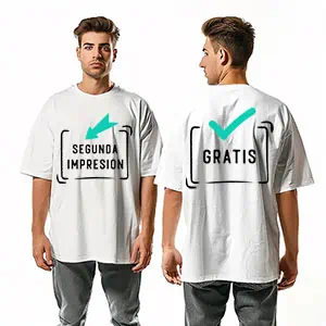 Camiseta personalizada con impresión DTF frontal y trasera, promoción de segunda impresión gratis.