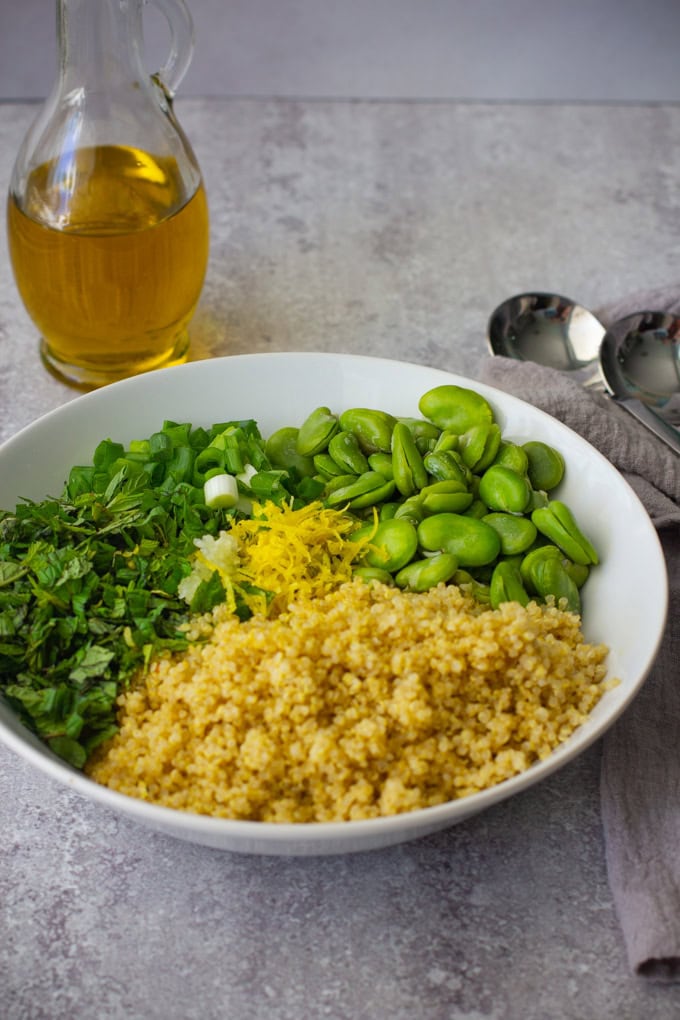 Quinoa & Green Fava Bean Salad