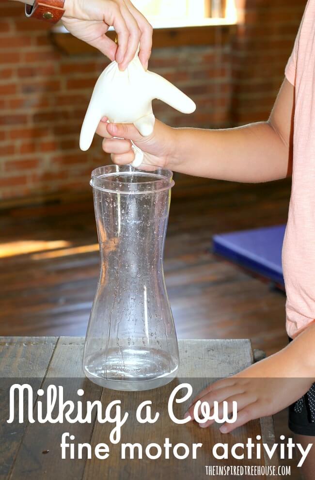 The Inspired Treehouse - We are always looking for fine motor skills activities to add into the mix! This fun Milking a Cow activity is perfect for a farm or animal theme in a preschool classroom!