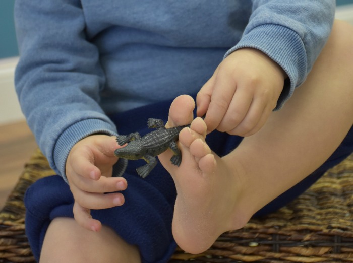The Inspired Treehouse - In this fun twist on a traditional tactile sensory bin, kids will use their feet instead of their hands!