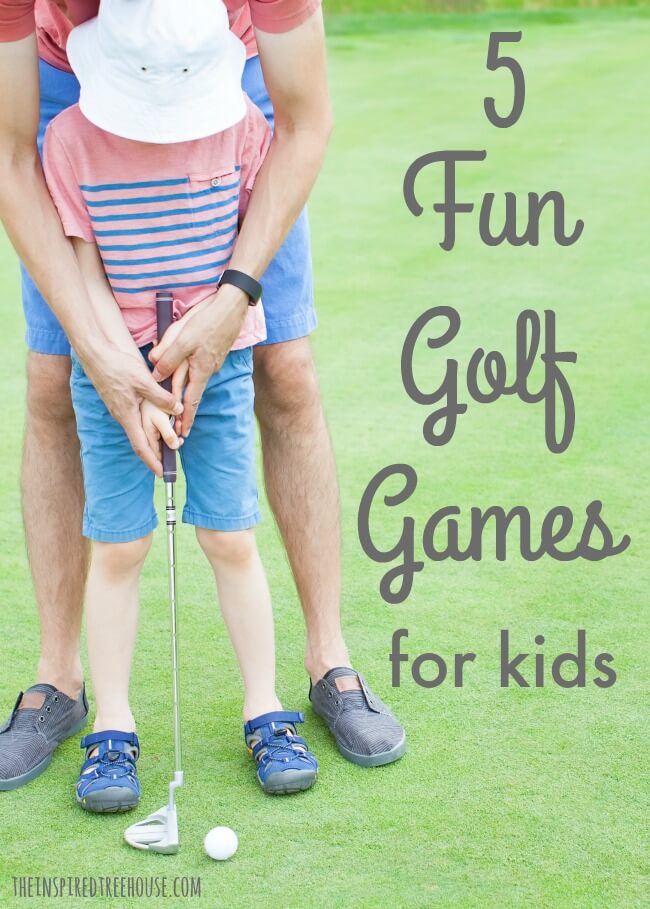 The Inspired Treehouse - 5 Fun Golf Games for Kids!  These great games are fun for the whole family and a great way for kids to practice coordination and motor control.