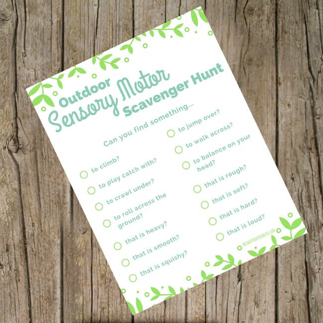 The Inspired Treehouse - This outdoor sensory motor scavenger hunt for kids is the perfect way to explore the sense and the outdoors!