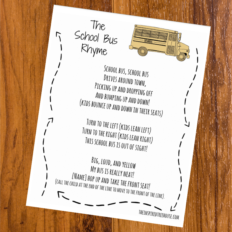 The Inspired Treehouse - This free printable school bus movement rhyme is the perfect way to introduce young students to their classroom and new friends!