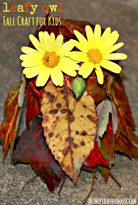 fall crafts for kids leafy owl title image2