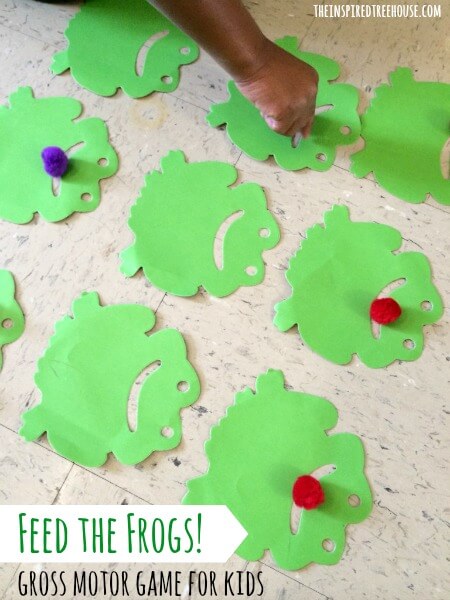 gross motor activities for preschoolers feed the frogs title