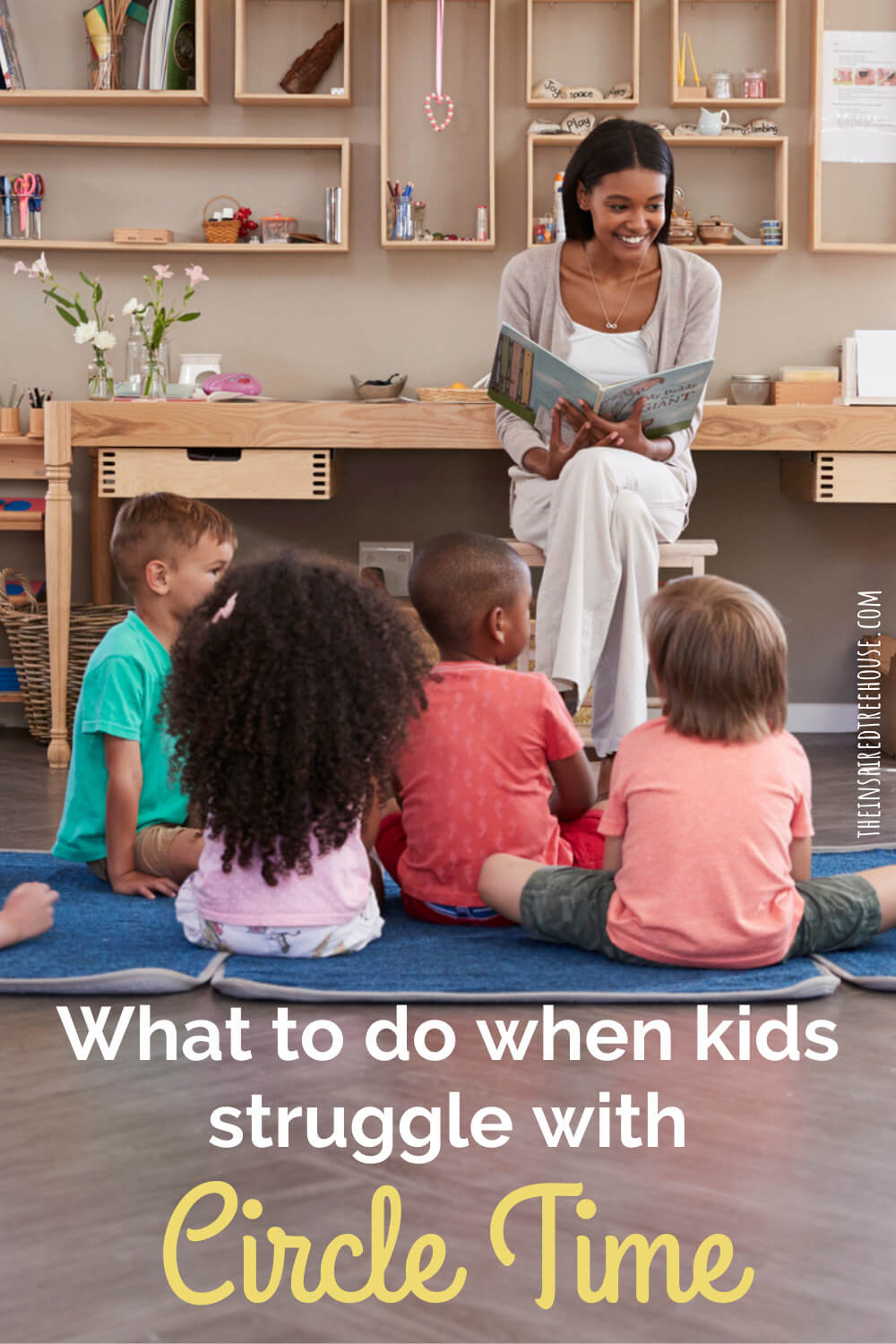teacher reading to class at circle time