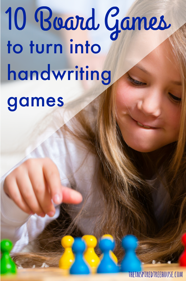 The Inspired Treehouse - Turn these awesome board games into handwriting games to increase interest and entice reluctant writers!