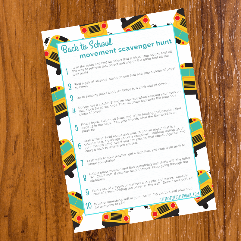The Inspired Treehouse - This awesome Back to School Movement Scavenger Hunt for the Classroom will get kids acquainted with their classroom in a unique way!