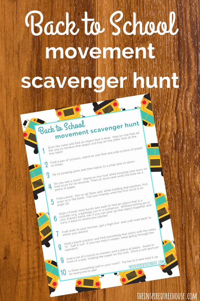 The Inspired Treehouse - This awesome Back to School Movement Scavenger Hunt for the Classroom will get kids acquainted with their classroom in a unique way!