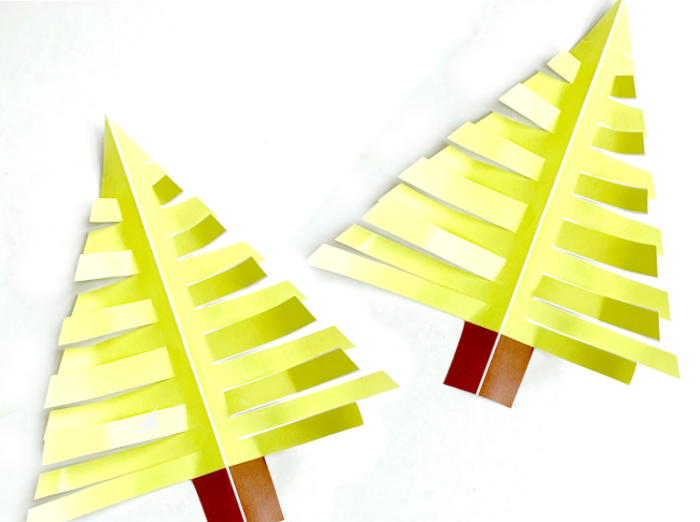 Christmas tree templates snipped on branches