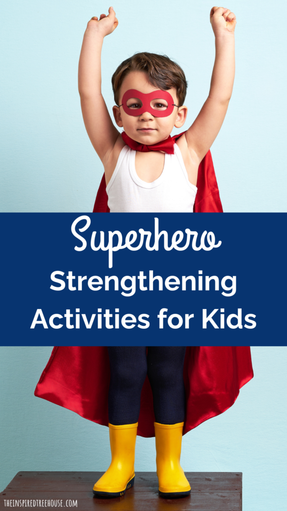 kid dressed as a superhero, text reads "superhero activities for kids"