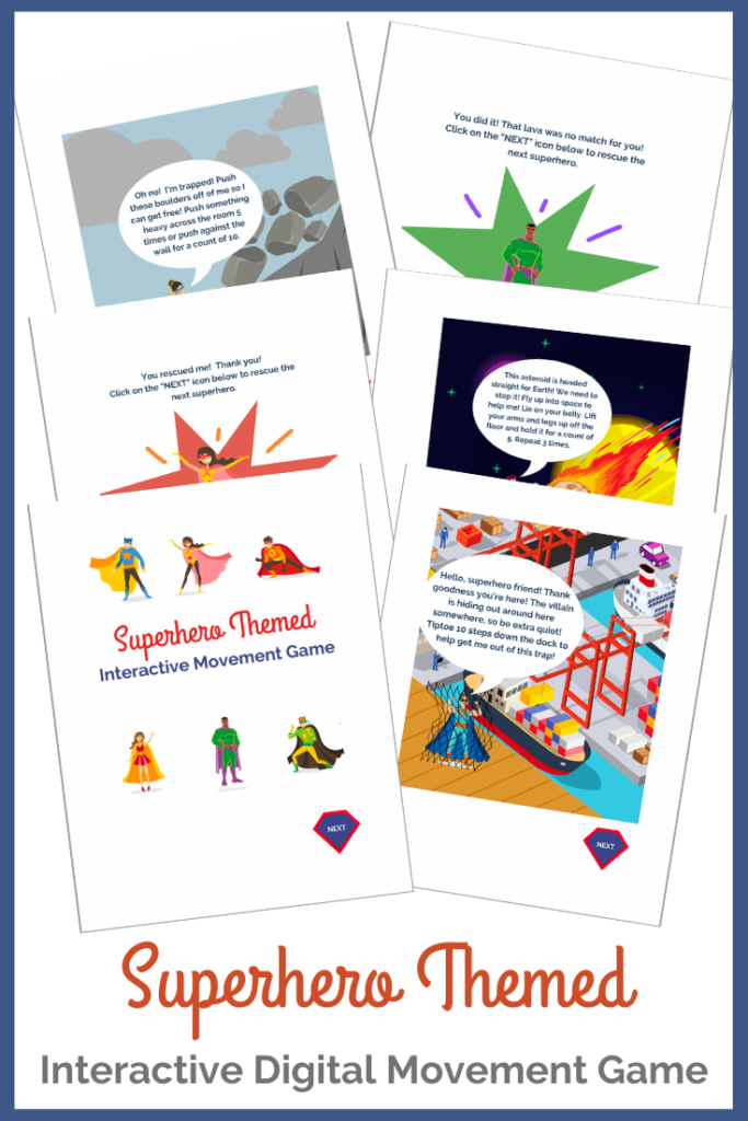 superhero movement activities - digital interactive game