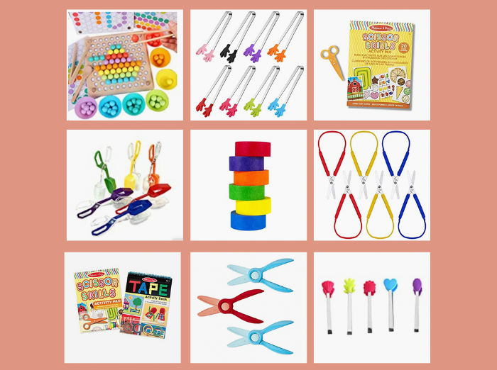 Toys That Promote Fine Motor Skills for Cutting. Text reads "Toys & Tools for Scissor Skills"