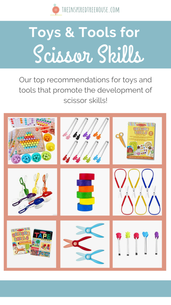 Toys That Promote Fine Motor Skills for Cutting. Text reads "Toys & Tools for Scissor Skills"