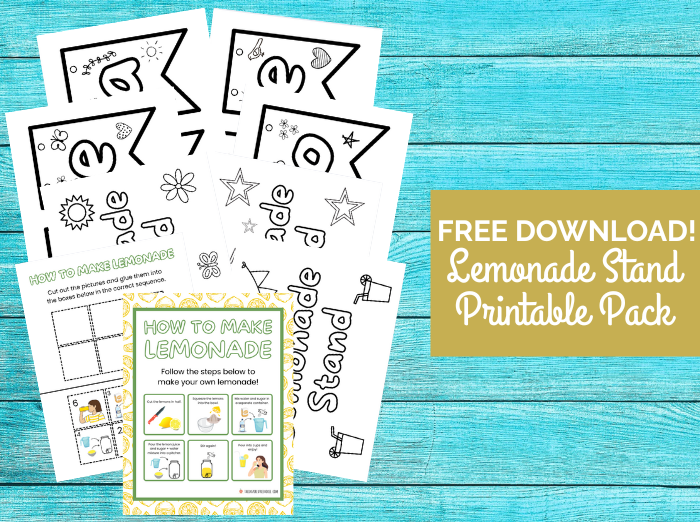 Free lemonade stand printables. Recipes, coloring pages, signs, cut and paste craft.