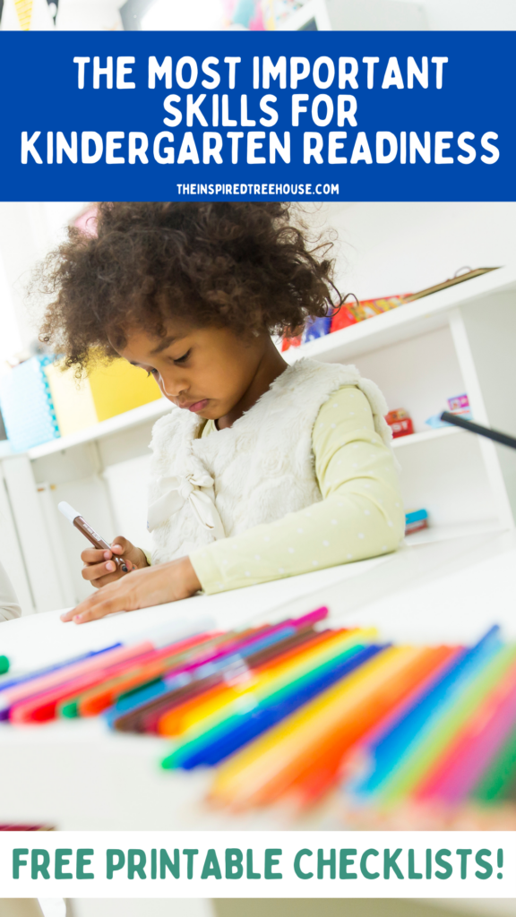 Child working at desk in a classroom. Text refers to the most important kindergarten readiness skills kids need for success.