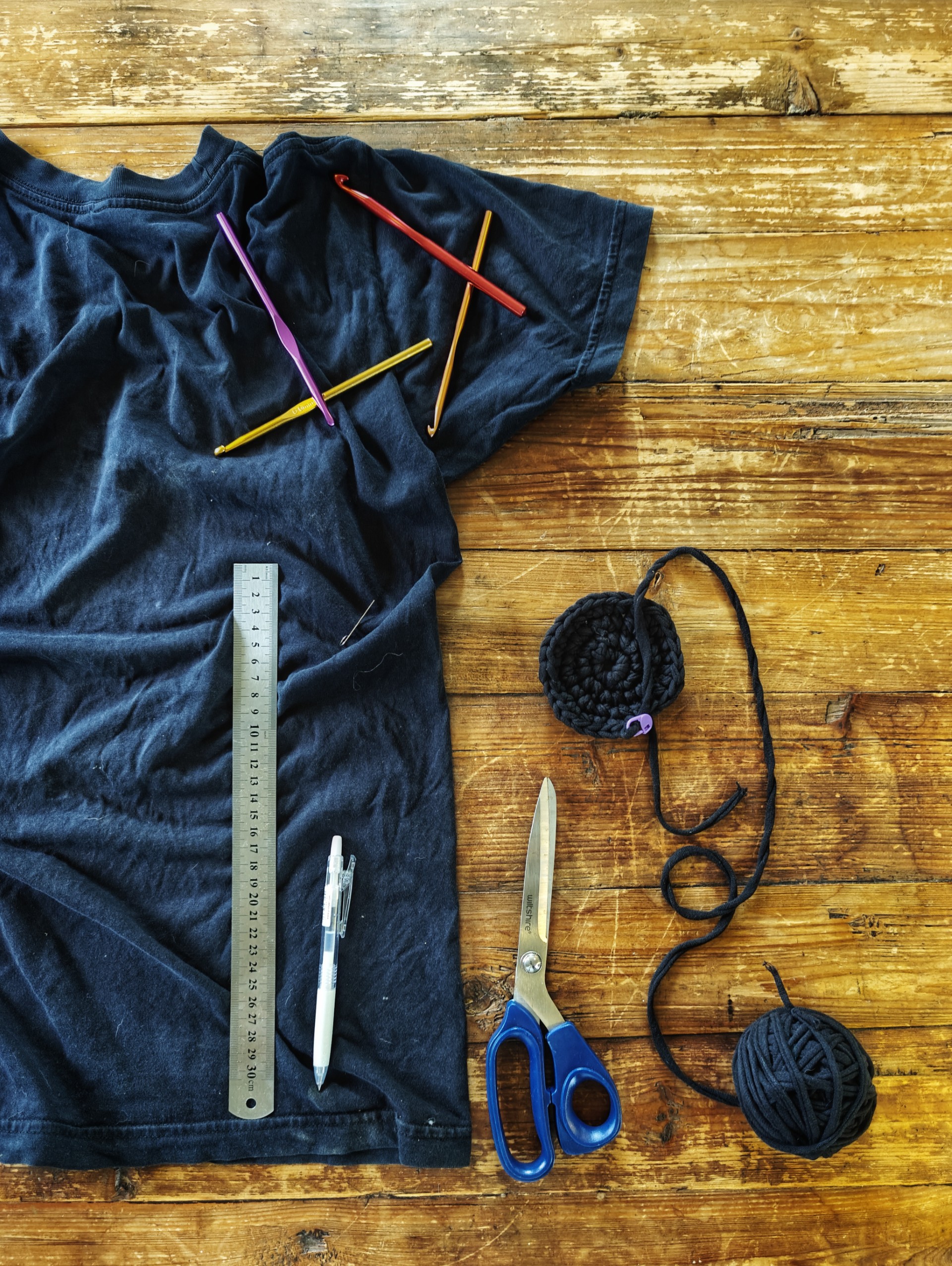 Upcycled T-shirt yarn craft for sustainable DIY projects at The Junction.