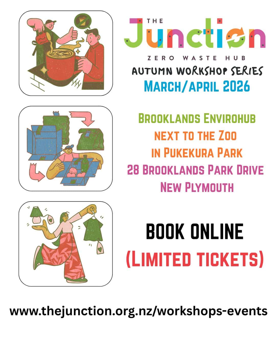 Community workshop event at The Junction Zero Waste Hub in Pukekura Park.