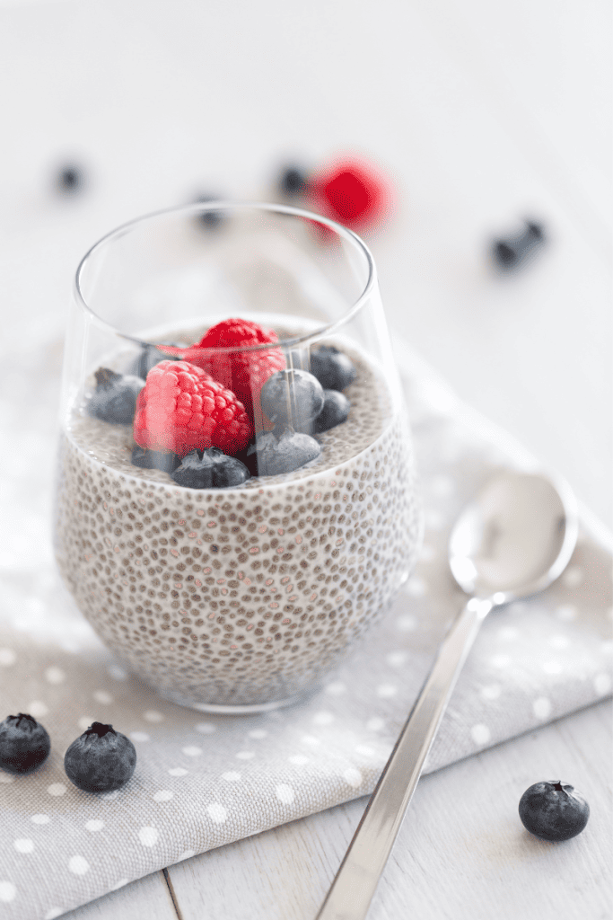 Easy and Healthy Protein-Packed Breakfast Ideas. Chia pudding with berries.