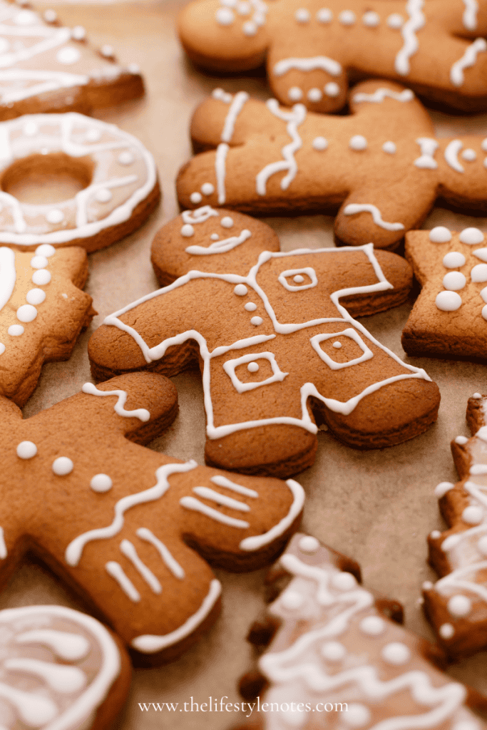 The Best Gluten Free Holiday Cookie Recipes. Gingerbread cookies with white icing.
