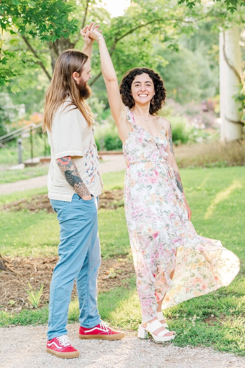Outdoor engagement session near Belmont NC at the crown jewel of Stowe gardens