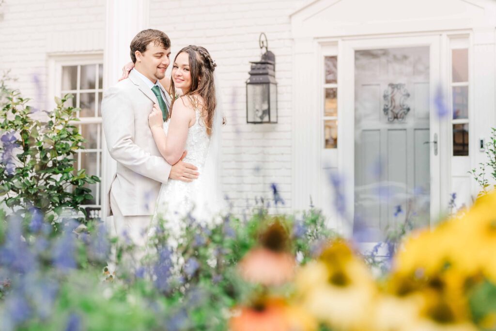 Romantic rainy day portrait at Heron Hill Venue wedding