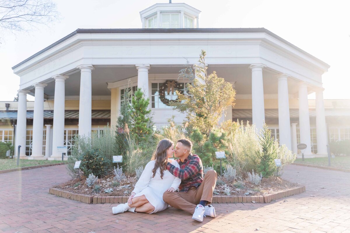 Charlotte winter engagement session at Daniel Stowe Conservancy