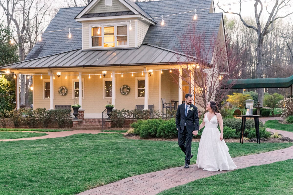 Blue hour portraits in the gorgeous gardens at historic Alexander Homestead Charlotte NC