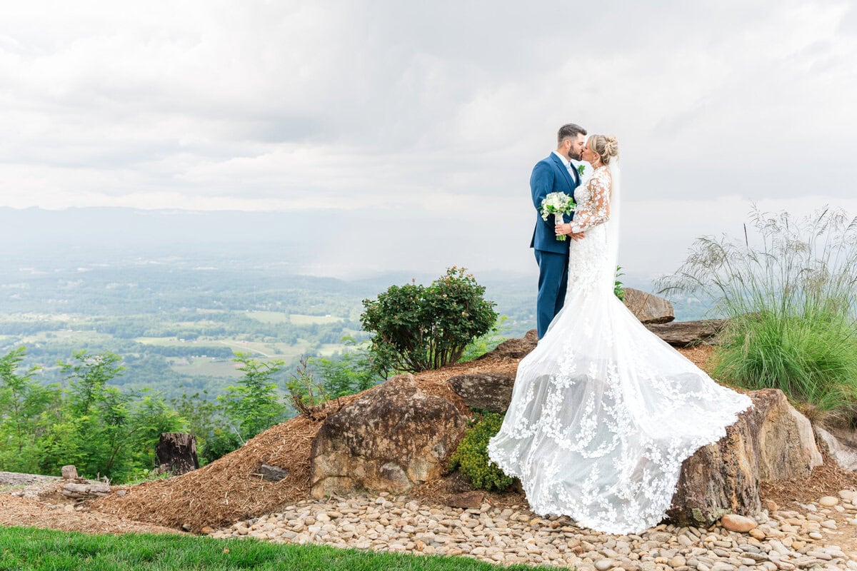 Bride requesting mountain view photos at Hidden Hill Venue Morganton NC wedding Lilac Lion Photography