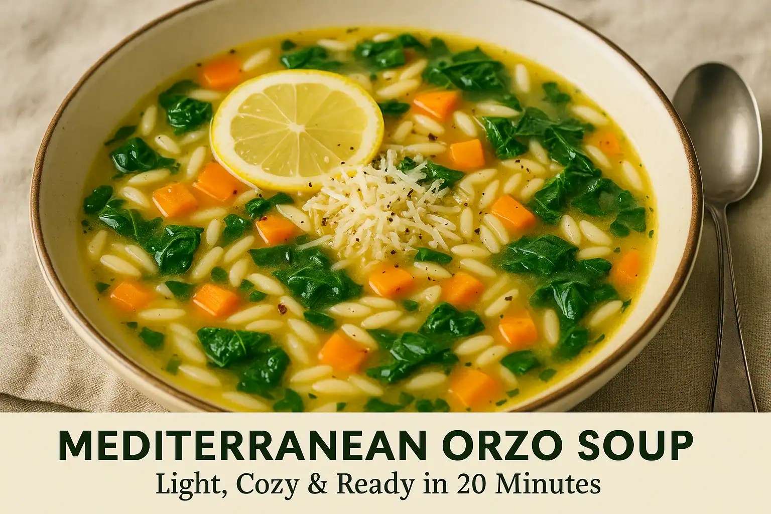 Mediterranean Orzo Soup — Light, Cozy & Ready in 20 Minutes